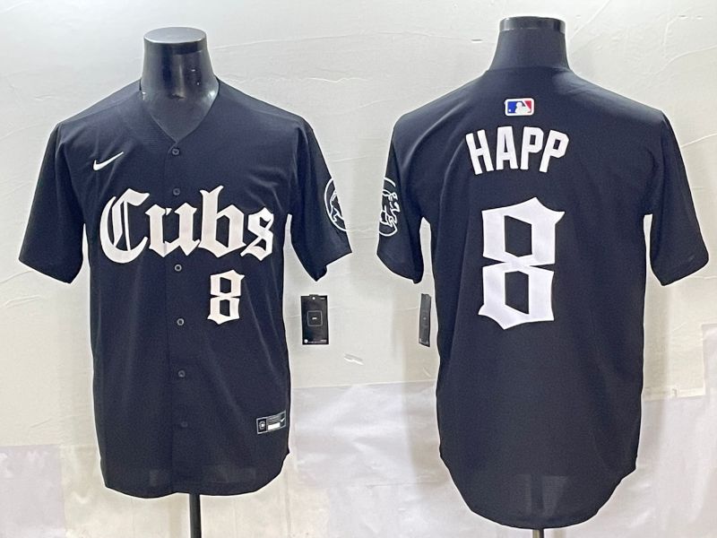 Men 2025 Chicago Cubs #8 Happ Black Five generations Joint Name Nike MLB Jersey style 8->chicago cubs->MLB Jersey